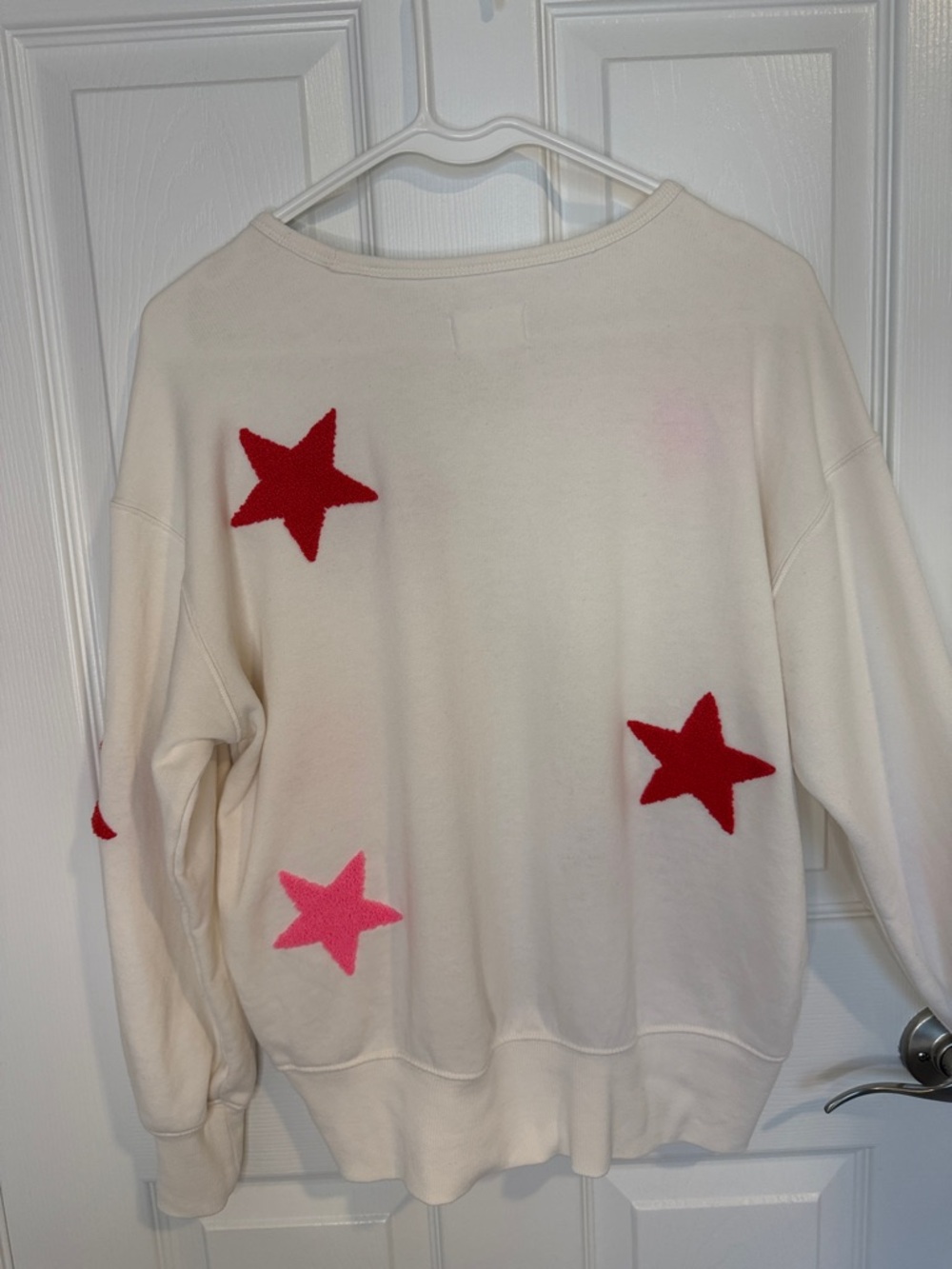 Lou & Grey Star Sweatshirt Women’s Size XS White Red Pink Cozy Lounge Y2K Casual - Picture 5 of 6